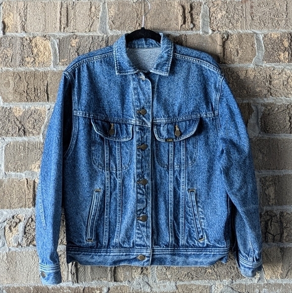 Vintage 80s Lee Riders Trucker Jean Jacket Size Medium 100% Cotton USA Made - Picture 1 of 8